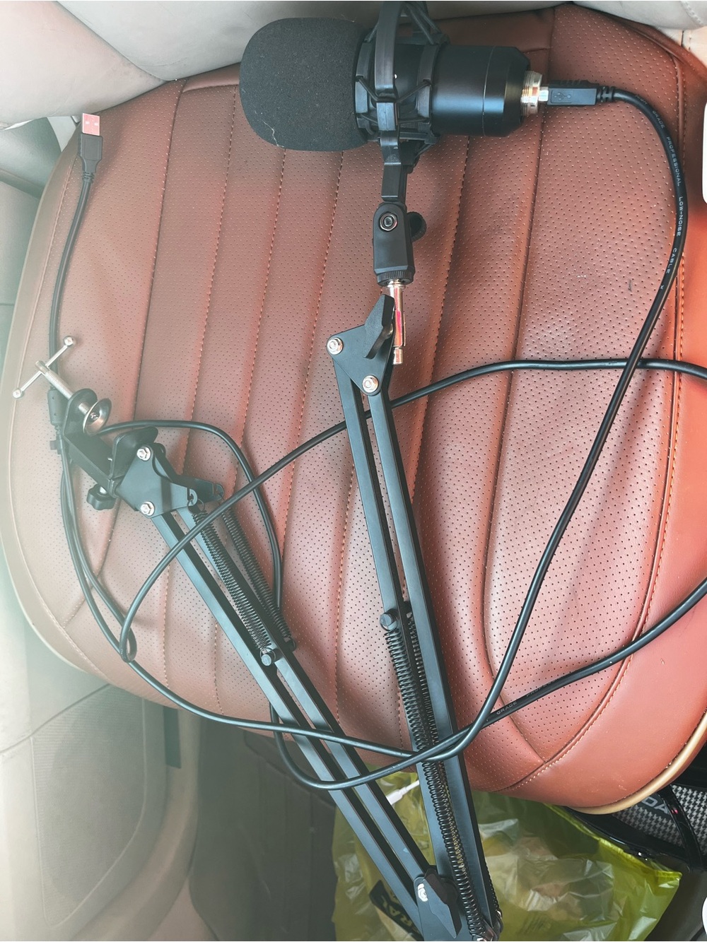 Black Desktop Microphone Boom Arm with Foam Mic